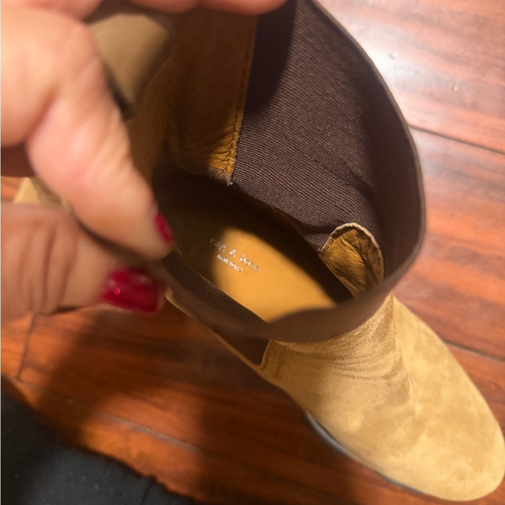 rag & bone Two-Tone Chestnut Suede Chelsea Lug Heel Boots - Picture 6 of 11